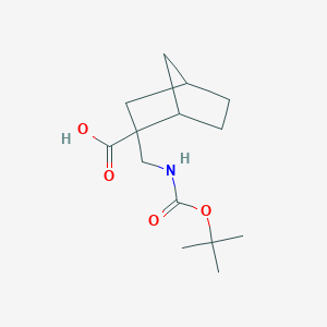 molecular formula C14H23NO4 B2537505 2-({[(tert-butoxy)carbonyl]amino}methyl)bicyclo[2.2.1]heptane-2-carboxylic acid, Mixture of diastereomers CAS No. 1892879-19-4