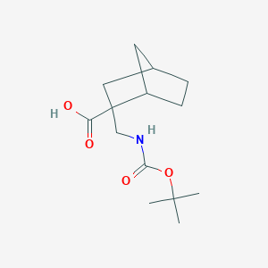 molecular formula C14H23NO4 B2537505 2-({[(叔丁氧羰基)氨基}甲基)双环[2.2.1]庚烷-2-羧酸，非对映异构体的混合物 CAS No. 1892879-19-4