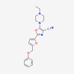 molecular formula C21H22N4O3 B2537506 5-(4-Ethylpiperazin-1-yl)-2-(5-(phenoxymethyl)furan-2-yl)oxazole-4-carbonitrile CAS No. 946309-21-3
