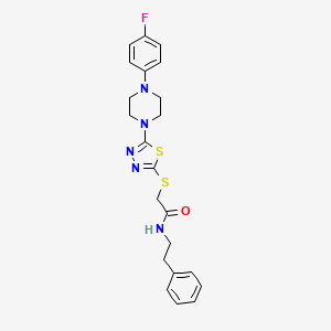 molecular formula C22H24FN5OS2 B2537509 2-((5-(4-(4-fluorophenyl)piperazin-1-yl)-1,3,4-thiadiazol-2-yl)thio)-N-phenethylacetamide CAS No. 1105222-00-1