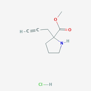molecular formula C9H14ClNO2 B2537514 Methyl 2-(prop-2-YN-1-YL)pyrrolidine-2-carboxylate hydrochloride CAS No. 1822964-74-8