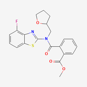 molecular formula C21H19FN2O4S B2537515 Methyl 2-((4-fluorobenzo[d]thiazol-2-yl)((tetrahydrofuran-2-yl)methyl)carbamoyl)benzoate CAS No. 1172547-03-3