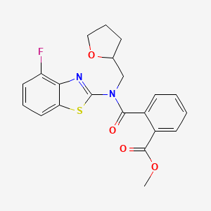 molecular formula C21H19FN2O4S B2537515 2-((4-fluorobenzo[d]thiazol-2-yl)((tétrahydrofuran-2-yl)méthyl)carbamoyl)benzoate de méthyle CAS No. 1172547-03-3