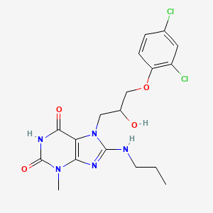 molecular formula C18H21Cl2N5O4 B2537518 7-(3-(2,4-dichlorophenoxy)-2-hydroxypropyl)-3-methyl-8-(propylamino)-1H-purine-2,6(3H,7H)-dione CAS No. 941916-75-2