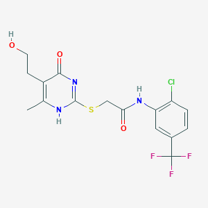 molecular formula C16H15ClF3N3O3S B253752 N-[2-chloro-5-(trifluoromethyl)phenyl]-2-[[5-(2-hydroxyethyl)-6-methyl-4-oxo-1H-pyrimidin-2-yl]sulfanyl]acetamide 
