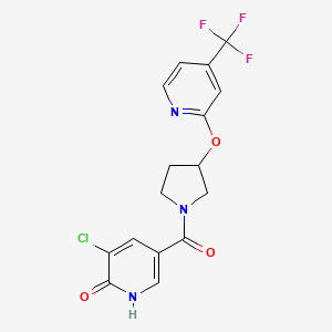 molecular formula C16H13ClF3N3O3 B2537526 (5-氯-6-羟基吡啶-3-基)(3-((4-(三氟甲基)吡啶-2-基)氧代)吡咯烷-1-基)甲酮 CAS No. 2034319-01-0