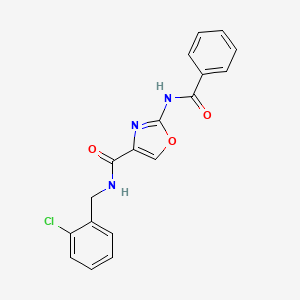 molecular formula C18H14ClN3O3 B2537536 2-benzamido-N-(2-chlorobenzyl)oxazole-4-carboxamide CAS No. 1286719-16-1