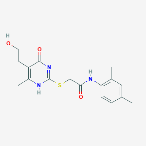 N-(2,4-dimethylphenyl)-2-[[5-(2-hydroxyethyl)-6-methyl-4-oxo-1H-pyrimidin-2-yl]sulfanyl]acetamide