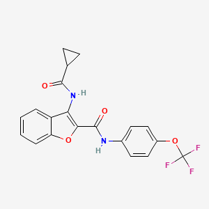 molecular formula C20H15F3N2O4 B2537540 3-(环丙烷甲酰胺)-N-(4-(三氟甲氧基)苯基)苯并呋喃-2-甲酰胺 CAS No. 888454-19-1