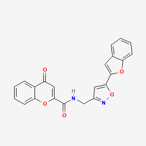 molecular formula C22H14N2O5 B2537544 N-((5-(苯并呋喃-2-基)异恶唑-3-基)甲基)-4-氧代-4H-色烯-2-甲酰胺 CAS No. 1105200-85-8