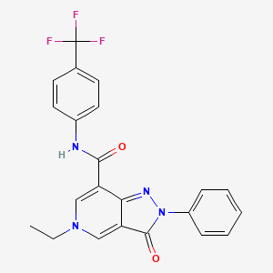 molecular formula C22H17F3N4O2 B2537551 5-ethyl-3-oxo-2-phenyl-N-(4-(trifluoromethyl)phenyl)-3,5-dihydro-2H-pyrazolo[4,3-c]pyridine-7-carboxamide CAS No. 921576-81-0
