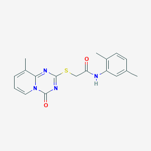 molecular formula C18H18N4O2S B2537556 N-(2,5-dimethylphenyl)-2-(9-methyl-4-oxopyrido[1,2-a][1,3,5]triazin-2-yl)sulfanylacetamide CAS No. 896339-44-9