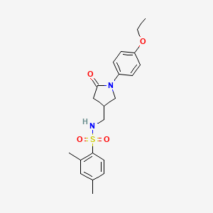 molecular formula C21H26N2O4S B2537560 N-((1-(4-ethoxyphenyl)-5-oxopyrrolidin-3-yl)methyl)-2,4-dimethylbenzenesulfonamide CAS No. 954607-82-0