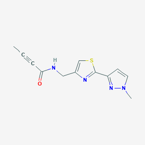 molecular formula C12H12N4OS B2537569 N-[[2-(1-Methylpyrazol-3-yl)-1,3-thiazol-4-yl]methyl]but-2-ynamide CAS No. 2411298-29-6