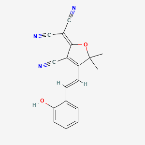 molecular formula C18H13N3O2 B2537575 [4-[(E)-2-Hydroxystyryl]-5,5-dimethyl-3-cyano-2,5-dihydrofuran-2-ylidene]malononitrile CAS No. 364599-42-8