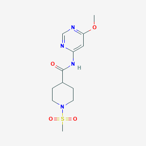 molecular formula C12H18N4O4S B2537577 N-(6-methoxypyrimidin-4-yl)-1-(methylsulfonyl)piperidine-4-carboxamide CAS No. 1396567-66-0