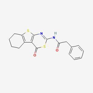 molecular formula C18H16N2O2S2 B2537580 N-(4-oxo-5,6,7,8-tetrahydro-[1]benzothiolo[2,3-d][1,3]thiazin-2-yl)-2-phenylacetamide CAS No. 268733-50-2