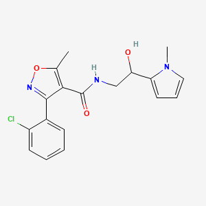 molecular formula C18H18ClN3O3 B2537592 3-(2-chlorophenyl)-N-(2-hydroxy-2-(1-methyl-1H-pyrrol-2-yl)ethyl)-5-methylisoxazole-4-carboxamide CAS No. 1396854-65-1