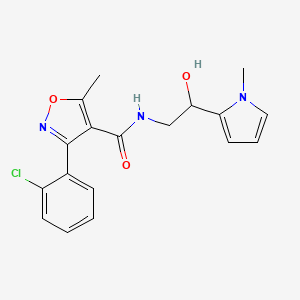 molecular formula C18H18ClN3O3 B2537592 3-(2-氯苯基)-N-(2-羟基-2-(1-甲基-1H-吡咯-2-基)乙基)-5-甲基异恶唑-4-甲酰胺 CAS No. 1396854-65-1