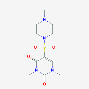 molecular formula C11H18N4O4S B2537601 1,3-二甲基-5-(4-甲基哌嗪-1-基)磺酰基嘧啶-2,4-二酮 CAS No. 874806-28-7
