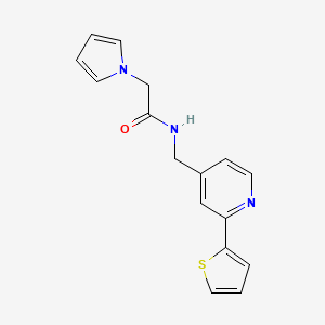 molecular formula C16H15N3OS B2537603 2-(1H-pyrrol-1-yl)-N-((2-(thiophen-2-yl)pyridin-4-yl)methyl)acetamide CAS No. 2034270-28-3