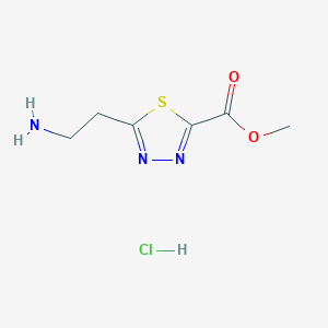 molecular formula C6H10ClN3O2S B2537615 Methyl 5-(2-aminoethyl)-1,3,4-thiadiazole-2-carboxylate;hydrochloride CAS No. 2460748-71-2