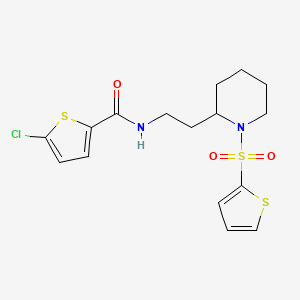 molecular formula C16H19ClN2O3S3 B2537619 5-chloro-N-(2-(1-(thiophen-2-ylsulfonyl)piperidin-2-yl)ethyl)thiophene-2-carboxamide CAS No. 1251636-43-7