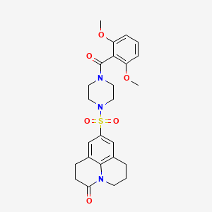 molecular formula C25H29N3O6S B2537628 9-((4-(2,6-dimethoxybenzoyl)piperazin-1-yl)sulfonyl)-1,2,6,7-tetrahydropyrido[3,2,1-ij]quinolin-3(5H)-one CAS No. 946361-44-0