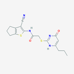 N-(3-cyano-5,6-dihydro-4H-cyclopenta[b]thiophen-2-yl)-2-[(4-oxo-6-propyl-1H-pyrimidin-2-yl)sulfanyl]acetamide