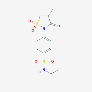 molecular formula C13H18N2O5S2 B253764 N-isopropyl-4-(4-methyl-1,1-dioxido-3-oxo-2-isothiazolidinyl)benzenesulfonamide 