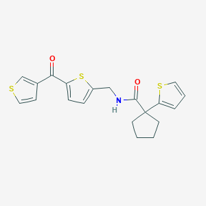 molecular formula C20H19NO2S3 B2537643 1-(噻吩-2-基)-N-((5-(噻吩-3-羰基)噻吩-2-基)甲基)环戊烷甲酰胺 CAS No. 1797078-41-1