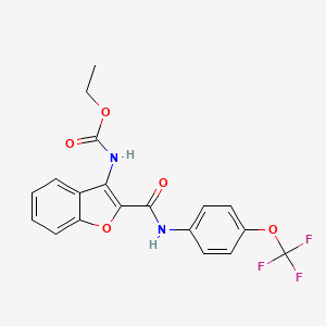 molecular formula C19H15F3N2O5 B2537646 乙基(2-((4-(三氟甲氧基)苯基)氨基甲酰基)苯并呋喃-3-基)氨基甲酸酯 CAS No. 888463-08-9