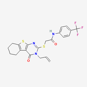 2-[(4-oxo-3-prop-2-enyl-5,6,7,8-tetrahydro-[1]benzothiolo[2,3-d]pyrimidin-2-yl)sulfanyl]-N-[4-(trifluoromethyl)phenyl]acetamide