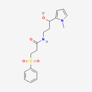 molecular formula C17H22N2O4S B2537661 N-(3-hydroxy-3-(1-methyl-1H-pyrrol-2-yl)propyl)-3-(phenylsulfonyl)propanamide CAS No. 2034243-75-7