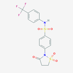 molecular formula C16H13F3N2O5S2 B253767 4-(1,1-dioxido-3-oxo-2-isothiazolidinyl)-N-[4-(trifluoromethyl)phenyl]benzenesulfonamide 