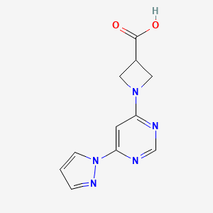 molecular formula C11H11N5O2 B2537676 1-(6-(1H-吡唑-1-基)嘧啶-4-基)氮杂环丁-3-羧酸 CAS No. 2034156-76-6