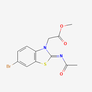 molecular formula C12H11BrN2O3S B2537686 Methyl 2-(2-acetylimino-6-bromo-1,3-benzothiazol-3-yl)acetate CAS No. 865197-86-0