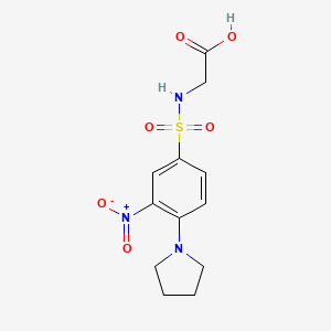 molecular formula C12H15N3O6S B2537687 {[(3-Nitro-4-pyrrolidin-1-ylphenyl)sulfonyl]amino}acetic acid CAS No. 742094-60-6
