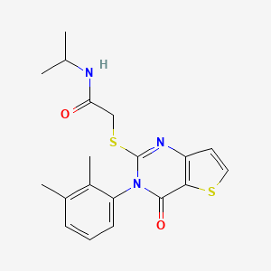 molecular formula C19H21N3O2S2 B2537690 2-{[3-(2,3-dimethylphenyl)-4-oxo-3,4-dihydrothieno[3,2-d]pyrimidin-2-yl]sulfanyl}-N-(propan-2-yl)acetamide CAS No. 1291841-26-3