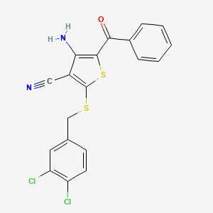 molecular formula C19H12Cl2N2OS2 B2537693 4-氨基-5-苯甲酰基-2-[(3,4-二氯苄基)硫代基]-3-噻吩甲腈 CAS No. 478081-53-7