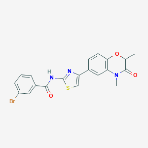 molecular formula C20H16BrN3O3S B253770 3-bromo-N-[4-(2,4-dimethyl-3-oxo-3,4-dihydro-2H-1,4-benzoxazin-6-yl)-1,3-thiazol-2-yl]benzamide 