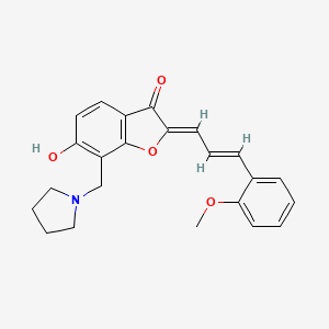 molecular formula C23H23NO4 B2537709 (Z)-6-hydroxy-2-((E)-3-(2-methoxyphenyl)allylidene)-7-(pyrrolidin-1-ylmethyl)benzofuran-3(2H)-one CAS No. 899395-12-1