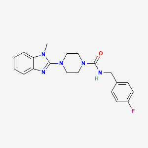 molecular formula C20H22FN5O B2537711 N-(4-fluorobenzyl)-4-(1-methyl-1H-1,3-benzimidazol-2-yl)tetrahydro-1(2H)-pyrazinecarboxamide CAS No. 1115390-39-0