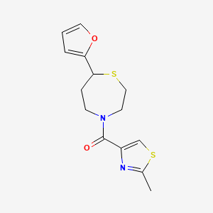 molecular formula C14H16N2O2S2 B2537712 (7-(Furan-2-yl)-1,4-thiazepan-4-yl)(2-methylthiazol-4-yl)methanone CAS No. 1704516-35-7