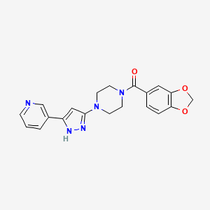 molecular formula C20H19N5O3 B2537717 benzo[d][1,3]dioxol-5-yl(4-(3-(pyridin-3-yl)-1H-pyrazol-5-yl)piperazin-1-yl)methanone CAS No. 1455461-79-6