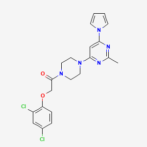 molecular formula C21H21Cl2N5O2 B2537730 2-(2,4-dichlorophenoxy)-1-(4-(2-methyl-6-(1H-pyrrol-1-yl)pyrimidin-4-yl)piperazin-1-yl)ethanone CAS No. 1421515-95-8