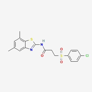3-((4-chlorophenyl)sulfonyl)-N-(5,7-dimethylbenzo[d]thiazol-2-yl)propanamide