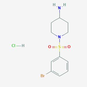 molecular formula C11H16BrClN2O2S B2537756 1-((3-Bromophenyl)sulfonyl)piperidin-4-amine hydrochloride CAS No. 1353980-79-6