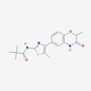 molecular formula C18H21N3O3S B253776 2,2-dimethyl-N-[5-methyl-4-(2-methyl-3-oxo-3,4-dihydro-2H-1,4-benzoxazin-6-yl)-1,3-thiazol-2-yl]propanamide 