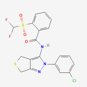 molecular formula C19H14ClF2N3O3S2 B2537764 N-(2-(3-chlorophenyl)-4,6-dihydro-2H-thieno[3,4-c]pyrazol-3-yl)-2-((difluoromethyl)sulfonyl)benzamide CAS No. 893937-47-8